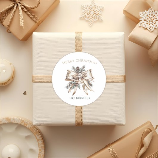 Elegante gepersonaliseerde kerstkraagsticker ronde sticker