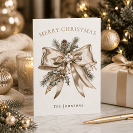 Elegante gepersonaliseerde kerstlintkaart kaart