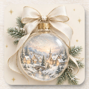Elegante gepersonaliseerde Kerstmis, vintage ornam Bier Onderzetter