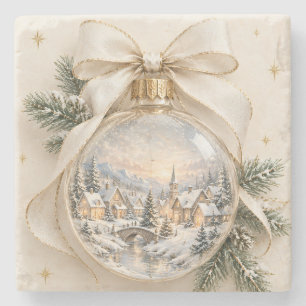 Elegante gepersonaliseerde Kerstmis, vintage ornam Stenen Onderzetter
