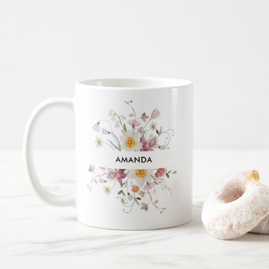 Elegante gepersonaliseerde koffiemok – Waterverf (Met donut)
