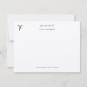 Elegante gepersonaliseerde kolibrie notitiekaartje (Voorkant)