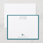 Elegante gepersonaliseerde kolibrie notitiekaartje (Voorkant / Achterkant)