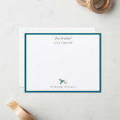 Elegante gepersonaliseerde kolibrie notitiekaartje (Voorkant / Achterkant in situ)