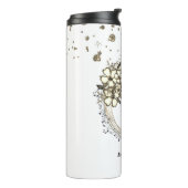 Elegante Gepersonaliseerde Krans Bloemen Glitter W Thermosbeker (Gedraaid links)