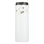 Elegante Gepersonaliseerde Krans Bloemen Glitter W Thermosbeker (Achterkant)