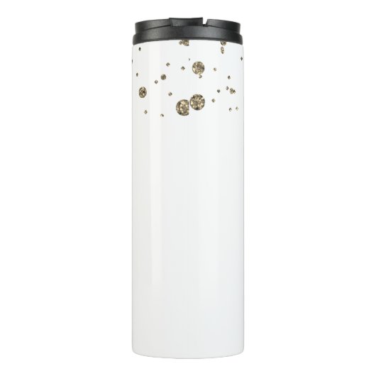 Elegante Gepersonaliseerde Krans Bloemen Glitter W Thermosbeker (Achterkant)