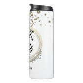 Elegante Gepersonaliseerde Krans Bloemen Glitter W Thermosbeker (Geroteerd rechts)