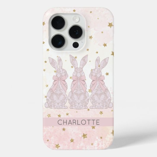 Elegante gepersonaliseerde Lace Bunny iPhone Case (Achterkant)