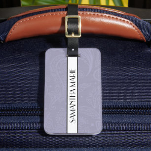 Elegante gepersonaliseerde lichtblauwe kant witte bagagelabel