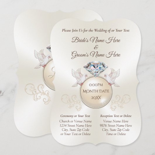 Elegante gepersonaliseerde liefdesvogel trouwkaart kaart (Voorkant / Achterkant)