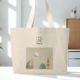 Elegante gepersonaliseerde Masjid An-Nabawi Hajj M Grote Tote Bag