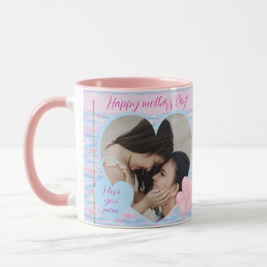 Elegante Gepersonaliseerde Moederdag Hartfoto Mok (Links)