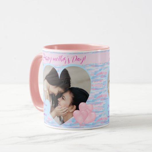 Elegante Gepersonaliseerde Moederdag Hartfoto Mok (Voorkant links)
