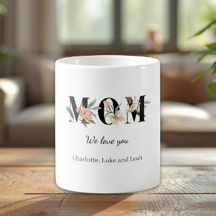 Elegante gepersonaliseerde moedermok met bloemen koffiemok