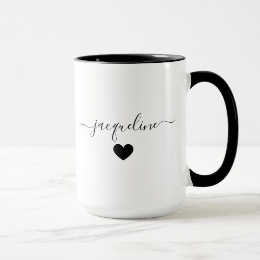 Elegante gepersonaliseerde mok met naam en hart (Rechts)