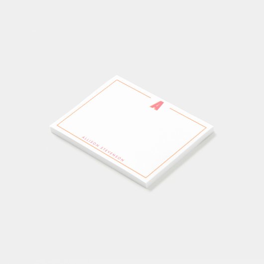 Elegante gepersonaliseerde monogram 3D letter A in Post-it® Notes (Schuin)