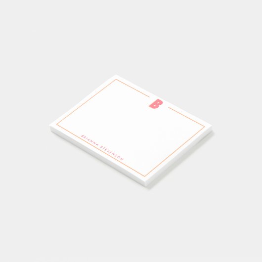 Elegante gepersonaliseerde monogram 3D letter B in Post-it® Notes (Schuin)