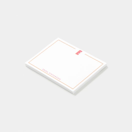 Elegante gepersonaliseerde monogram 3D letter C in Post-it® Notes (Schuin)