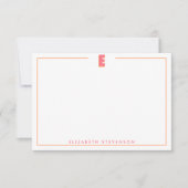 Elegante gepersonaliseerde monogram 3D letter E in Notitiekaartje (Voorkant)