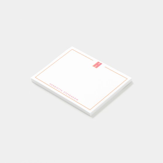 Elegante gepersonaliseerde monogram 3D letter H in Post-it® Notes (Schuin)