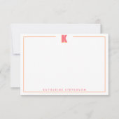 Elegante gepersonaliseerde monogram 3D letter K in Notitiekaartje (Voorkant)