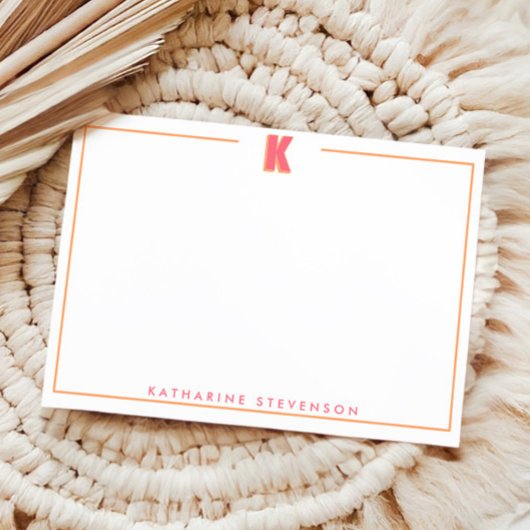 Elegante gepersonaliseerde monogram 3D letter K in Notitiekaartje
