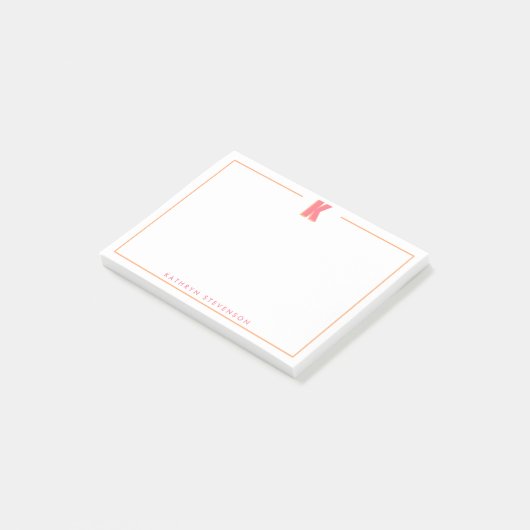 Elegante gepersonaliseerde monogram 3D letter K in Post-it® Notes (Schuin)