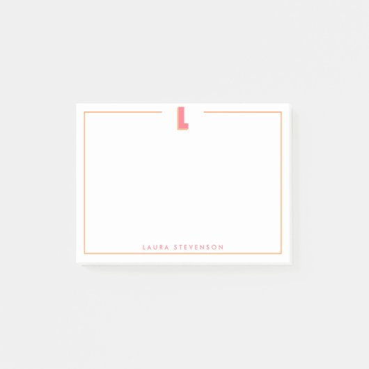 Elegante gepersonaliseerde monogram 3D letter L in Post-it® Notes (Voorkant)