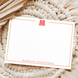 Elegante gepersonaliseerde monogram 3D letter M in Notitiekaartje