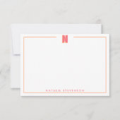 Elegante gepersonaliseerde monogram 3D letter N in Notitiekaartje (Voorkant)