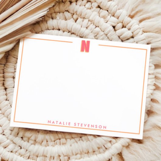 Elegante gepersonaliseerde monogram 3D letter N in Notitiekaartje