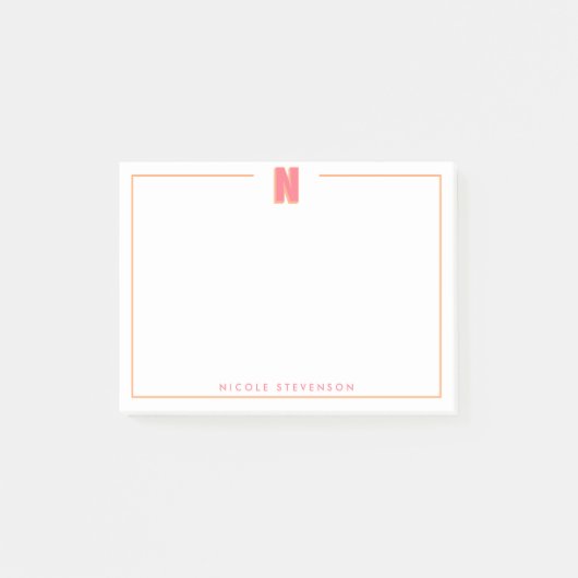 Elegante gepersonaliseerde monogram 3D letter N in Post-it® Notes (Voorkant)