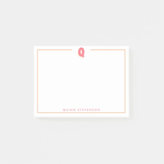 Elegante gepersonaliseerde monogram 3D letter Q in Post-it® Notes (Voorkant)