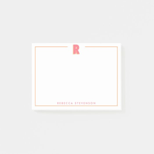Elegante gepersonaliseerde monogram 3D letter R in Post-it® Notes (Voorkant)