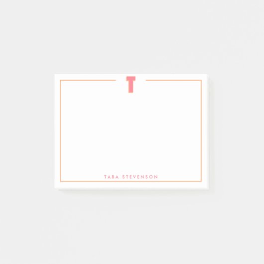 Elegante gepersonaliseerde monogram 3D letter T in Post-it® Notes (Voorkant)
