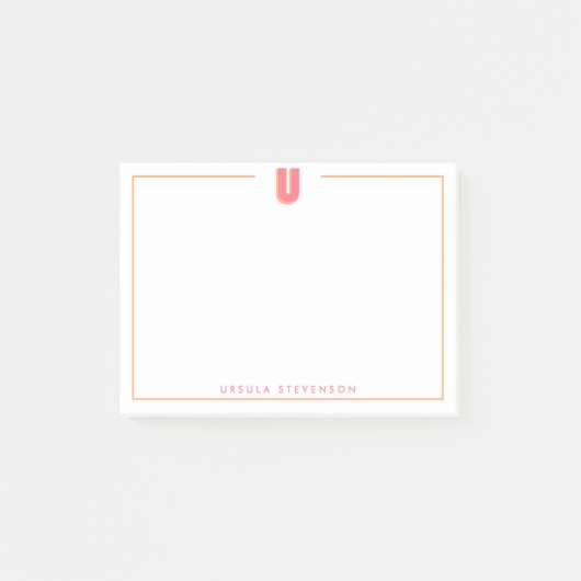 Elegante gepersonaliseerde monogram 3D letter U in Post-it® Notes (Voorkant)