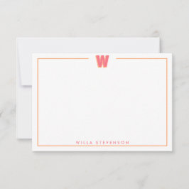 Elegante gepersonaliseerde monogram 3D letter W in Notitiekaartje