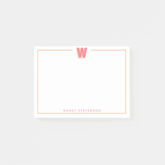 Elegante gepersonaliseerde monogram 3D letter W in Post-it® Notes (Voorkant)