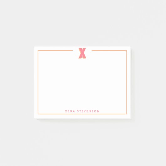 Elegante gepersonaliseerde monogram 3D letter X in Post-it® Notes (Voorkant)
