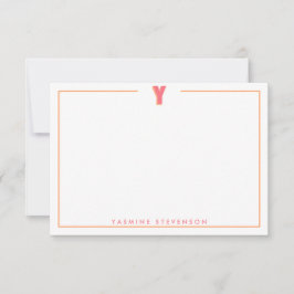 Elegante gepersonaliseerde monogram 3D letter Y in Notitiekaartje