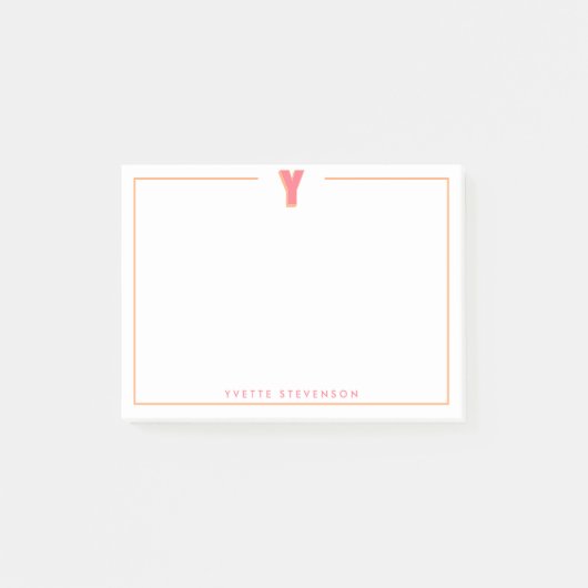 Elegante gepersonaliseerde monogram 3D letter Y in Post-it® Notes (Voorkant)