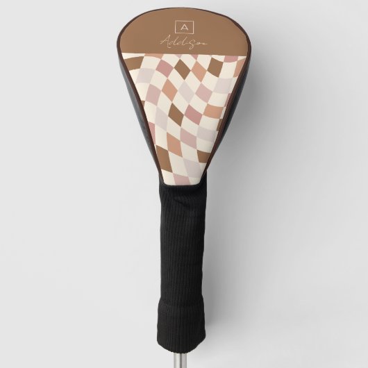 Elegante gepersonaliseerde Monogram Golf Head Hoes Golfheadcover (Voorkant)