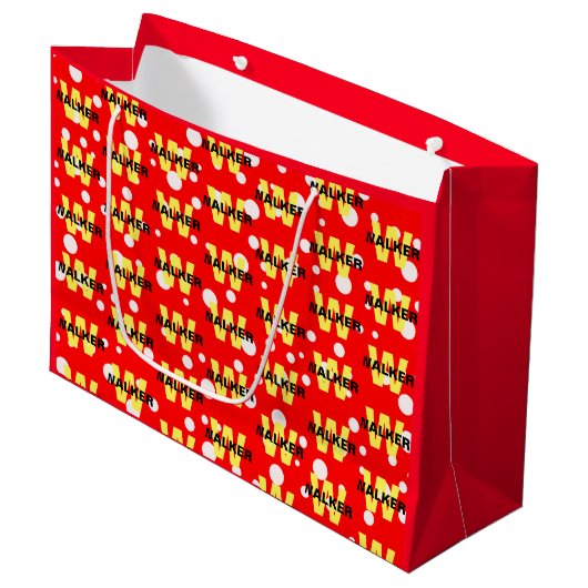 Elegante gepersonaliseerde monogram naam helder ro groot cadeauzakje (Voorkant Gekanteld)