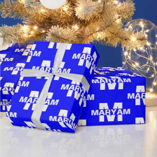 Elegante gepersonaliseerde monogram naam koningsbl cadeaupapier