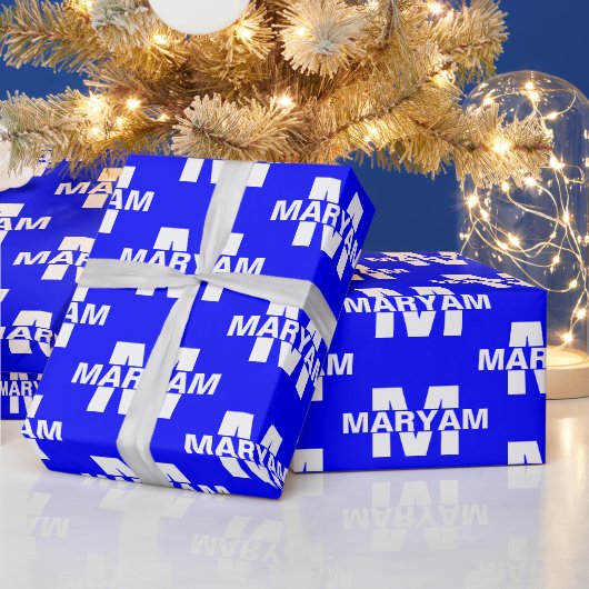 Elegante gepersonaliseerde monogram naam koningsbl cadeaupapier (Feestdagen)