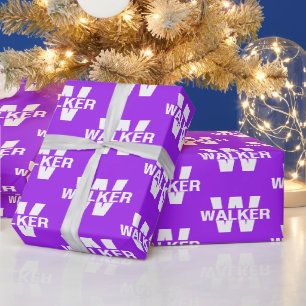Elegante gepersonaliseerde monogram naam - Paars C Cadeaupapier