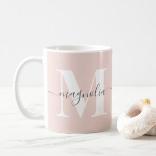 Elegante gepersonaliseerde monogram roze initialen koffiemok