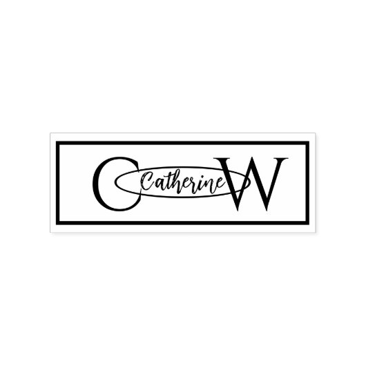 Elegante gepersonaliseerde Monogram Rubber Stamp Rubberstempel (Afrduk)