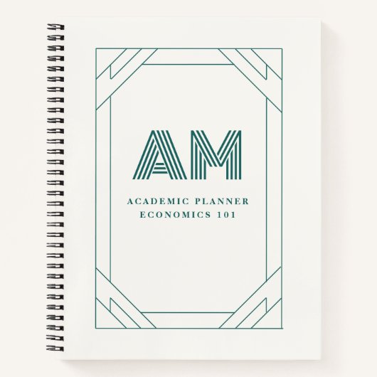 Elegante Gepersonaliseerde Monogram Studieplanner Notitieboek (Voorkant)